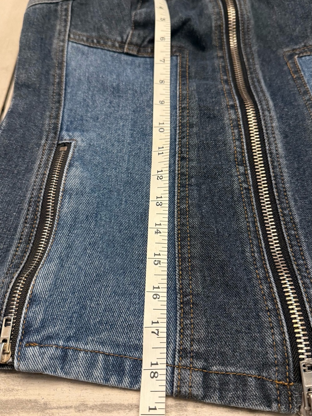 Nasty Gal Y2K Two Tone Denim Corset Top US 10 Strapless Zip Front Festival - Picture 5 of 8
